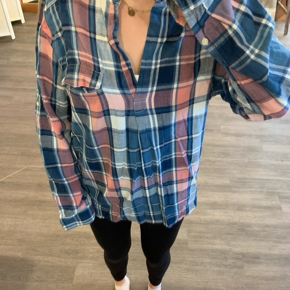 plaid button down